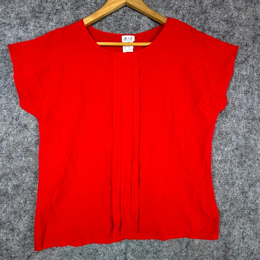 Vintage R & J Blouse Womens Medium Red Office Chic Basics Layer Capsule Girly